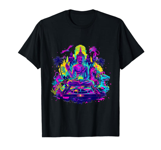 Buddha DJ Tropical Turntable DJ Buddha Dance Club Meditation T-Shirt