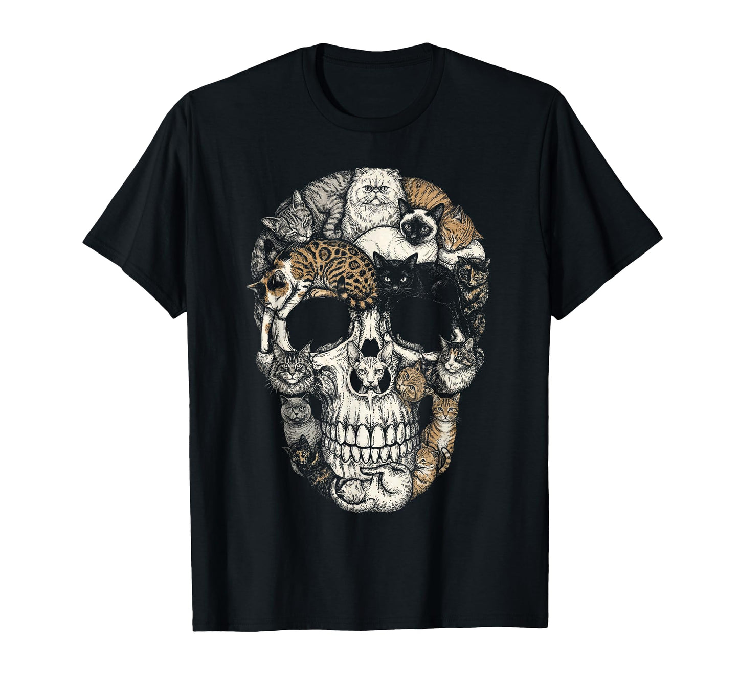 Halloween Cat Skull Skeleton Kitty Gothic Horror Art Pet T-Shirt