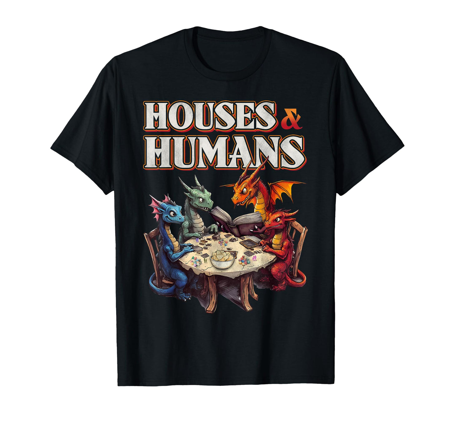 Gaming Houses Humans Funny RPG Parody Gamer Men Boys Kids T-Shirt