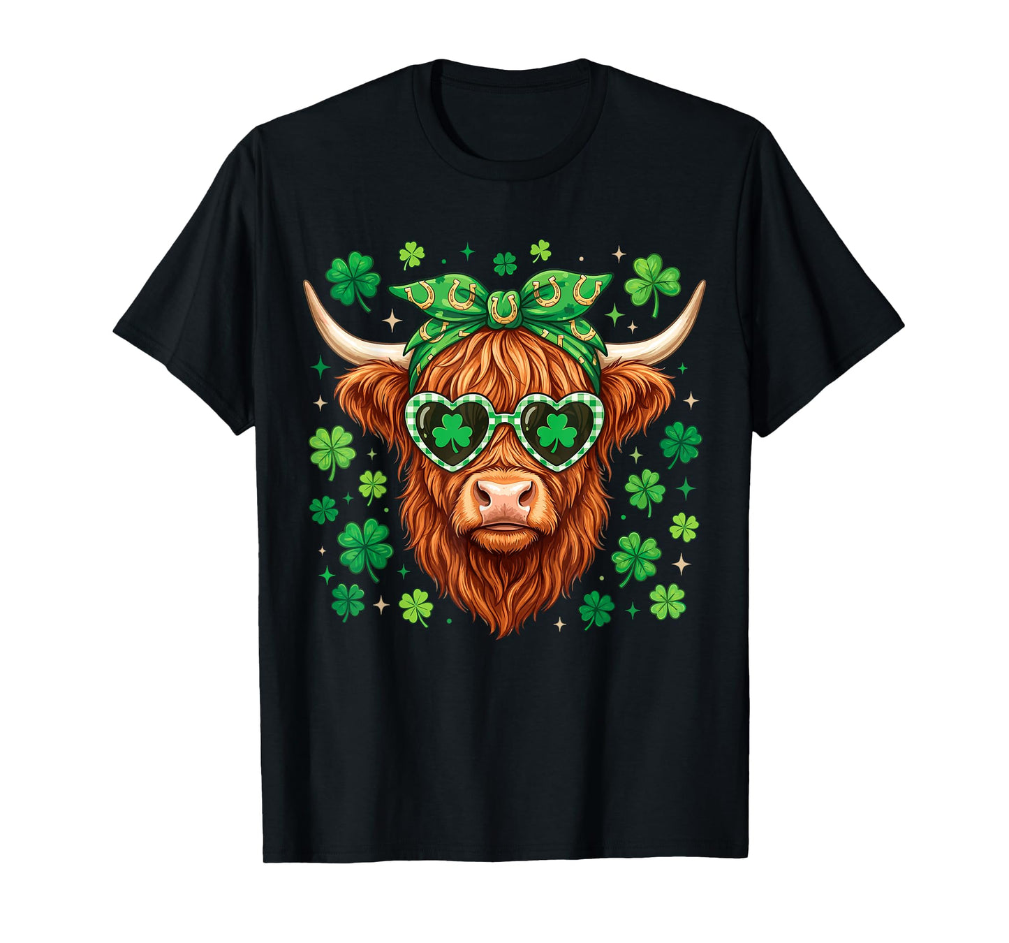 Highland Cow St Patricks Day Heifer Saint Pattys Women Kids T-Shirt