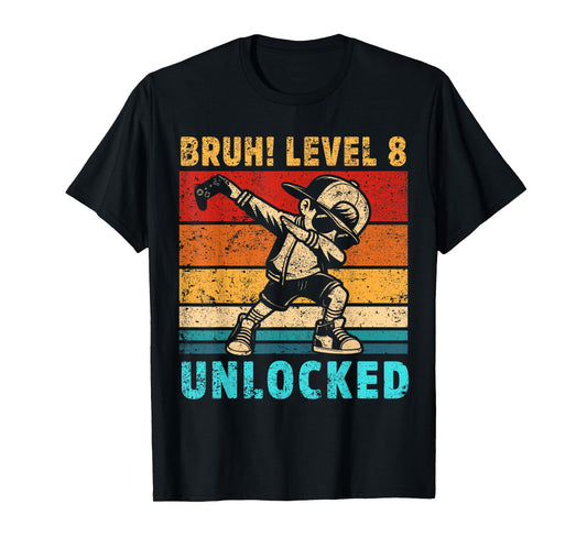 8 Year Old Birthday Dabbing Boy Bruh 8th level unlocked T-Shirt