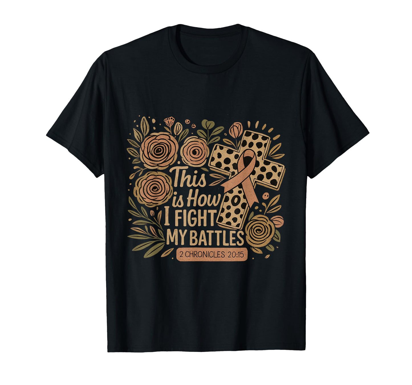 Scripture Cross Ribbon Floral Faith Inspirational T-Shirt