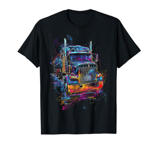 Trucker American Flag Big Rig Semi-Trailer Truck Driver T-Shirt