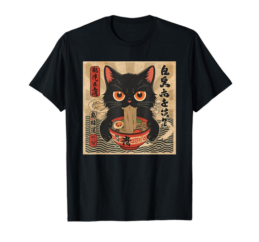Kawaii Anime Cat Ramen Japanese Graphic Tees Men Women Teens T-Shirt