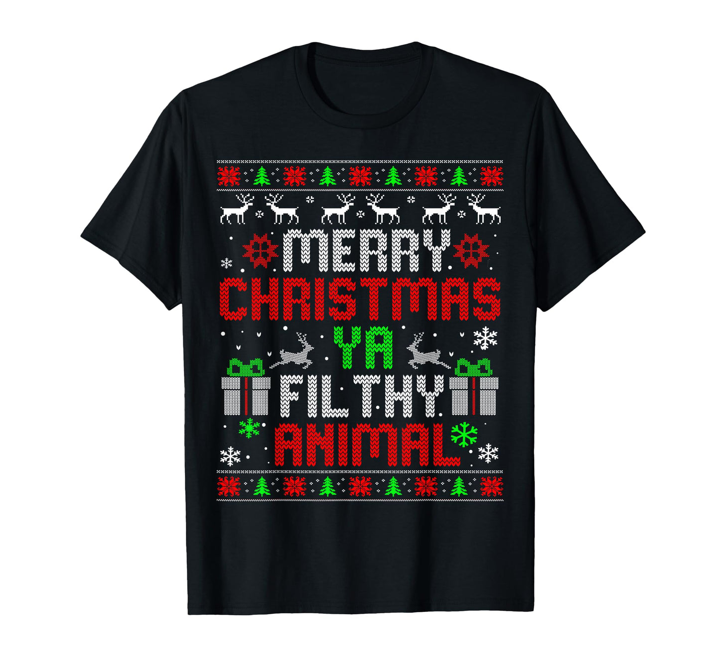 Merry Christmas Animal Filthy Xmas Ugly Ya Family Pajama T-Shirt