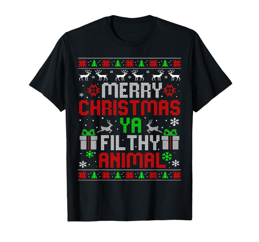 Merry Christmas Animal Filthy Ya Xmas Family Pajama T-Shirt