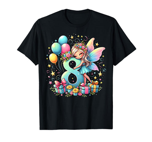 Kids Fairy Theme eighth Bday Party 8th Fairy Birthday T-Shirt