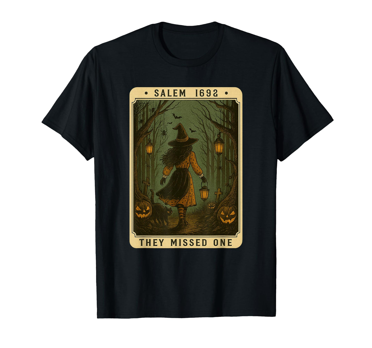 Salem 1692 Halloween Witch They Missed One Tarot Card Women T-Shirt