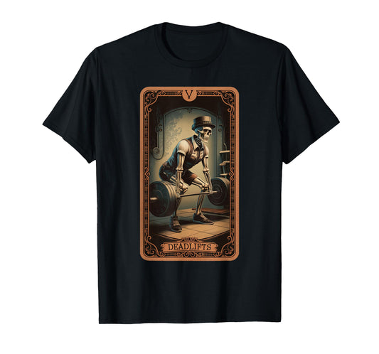 Tarot Card Skeleton Deadlifts Powerlifting Weightlifting Gym T-Shirt