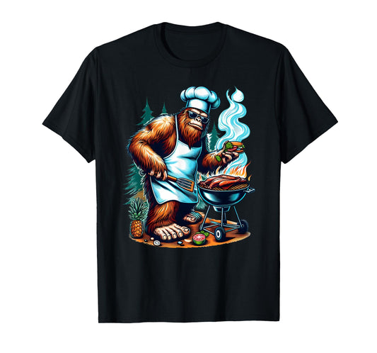 BBQ Master Bigfoot Chef Grill Cooking Barbecue Dad Funny T-Shirt