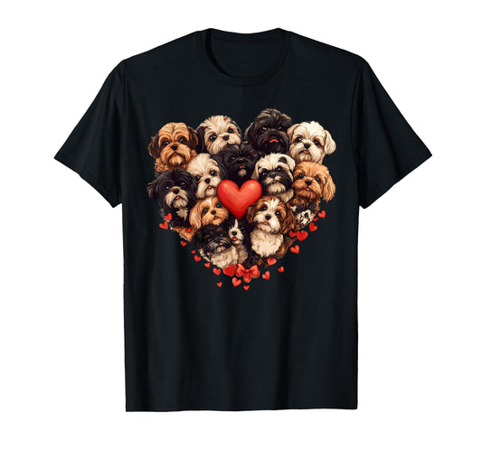 Shih Tzu Heart-shaped Cute Shih Tzu Valentines Day Dog Lover T-Shirt for Men Women Girls Kids