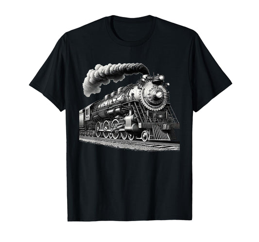Steam Locomotive Train Vintage 1940s Style Engine Railroad T-Shirt