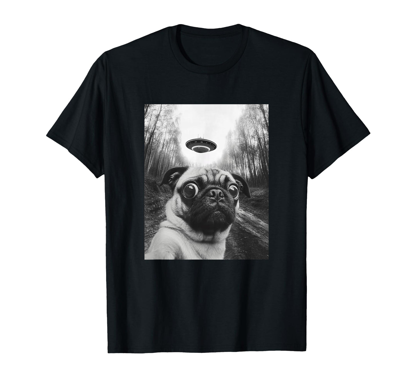 Pug UFO Meme - Funny Pug Selfie with UFO T-Shirt