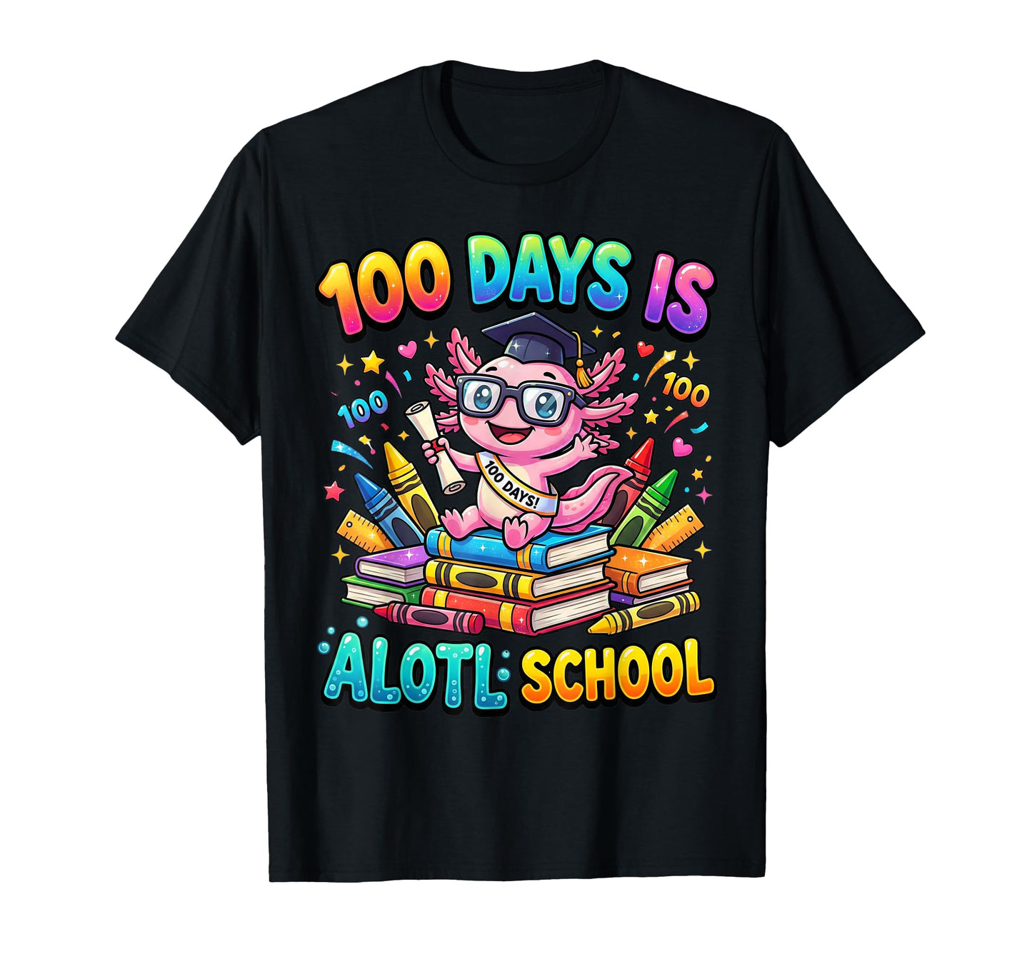 100 Days is Alotl School Shirt Funny Kids 100th Day Meme Tee T-Shirt