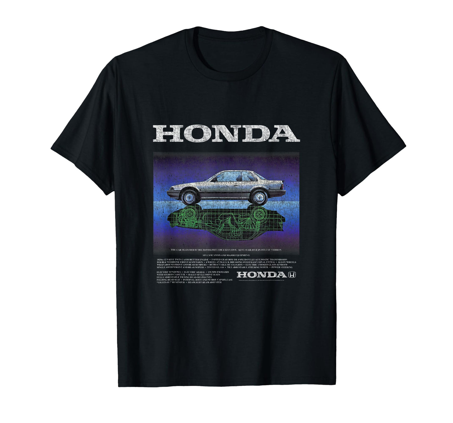 Honda Vintage 80s Prelude Executive Flip Blueprint T-Shirt