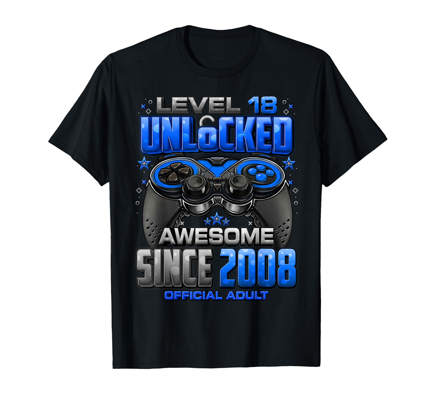 Level 18 Unlocked Awesome Since 2008 18th Birthday Gaming T-Shirt