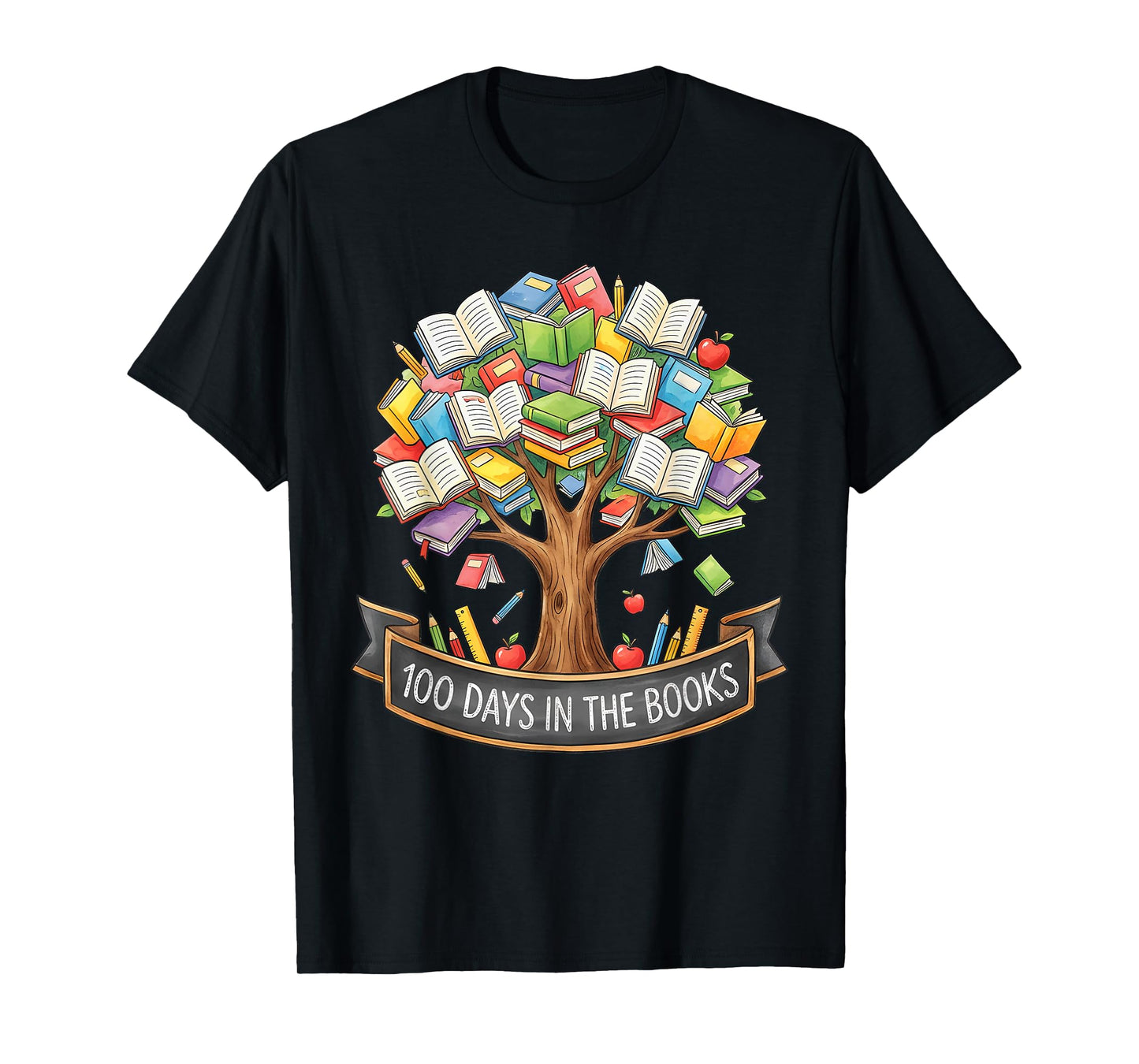 100 Days of School in The Books Librarian Reading Teacher T-Shirt