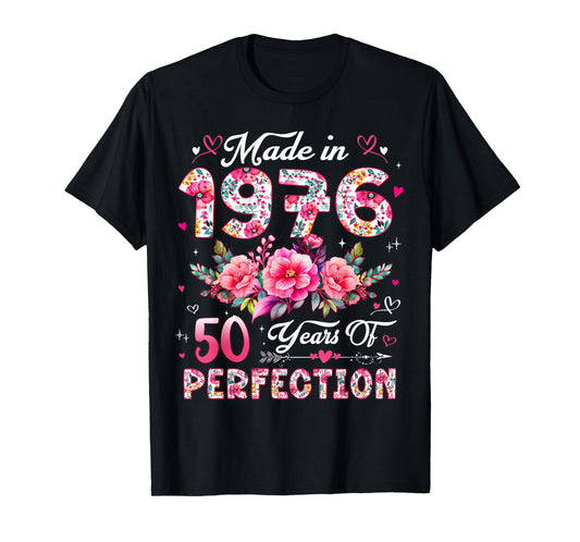 50 Year Old Made in 1976 Floral 50th Birthday Women T-Shirt