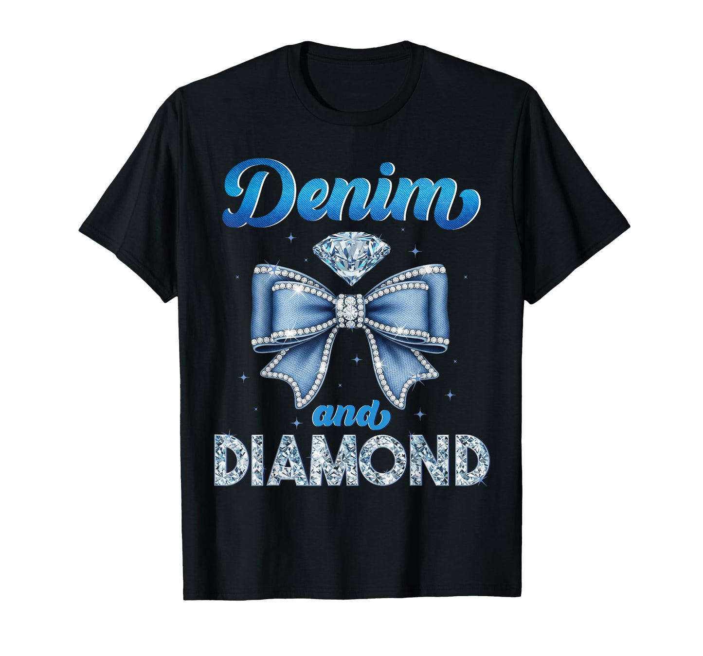 Denim And Diamonds Coquette Bow Ladies Women T-Shirt
