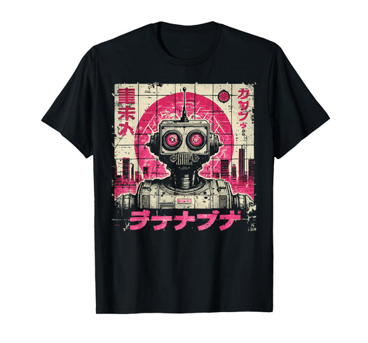 Japanese Pink Robot Vintage Poster Art Girls Kids Women T-Shirt