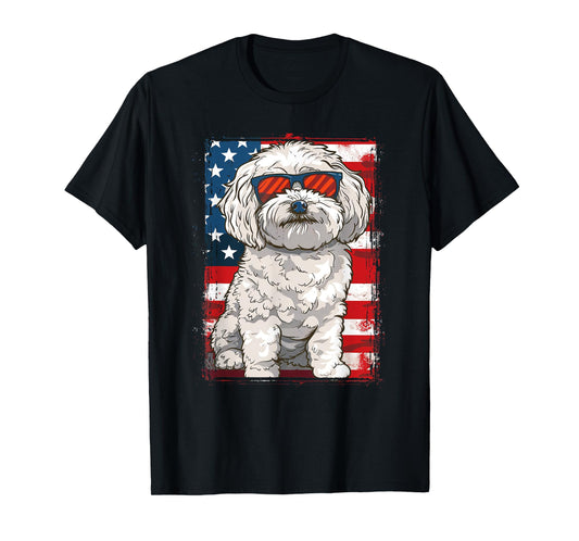 Cavachon Dog 4th July America USA Flag Patriotic T-Shirt
