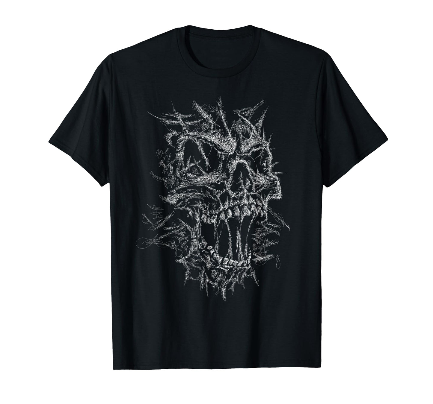 skull face scribble black art head for lover skeleton sketch T-Shirt