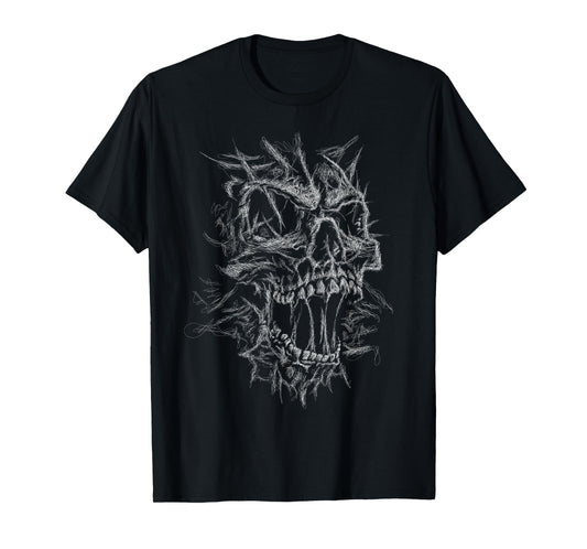 skull face scribble black art head for lover skeleton sketch T-Shirt