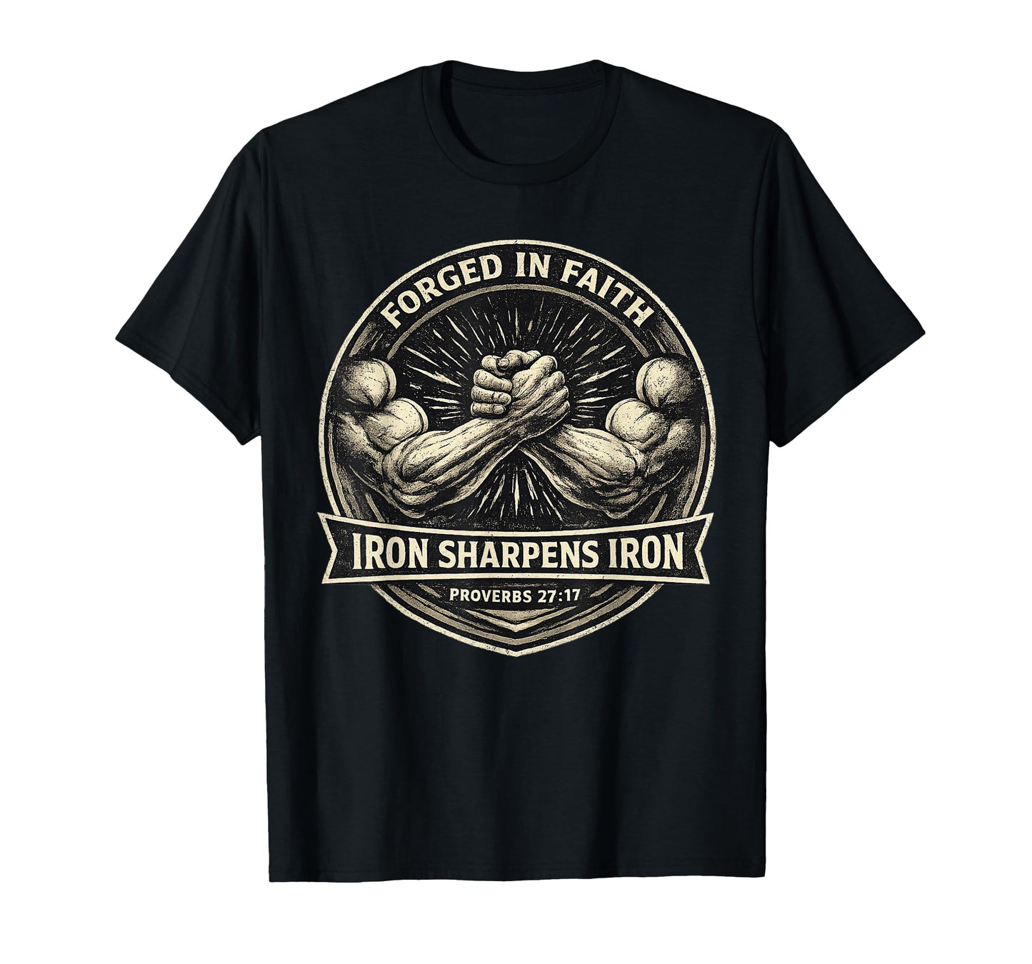 Iron Sharpen's Iron Christian Men Bible Scripture Gym Workou T-Shirt