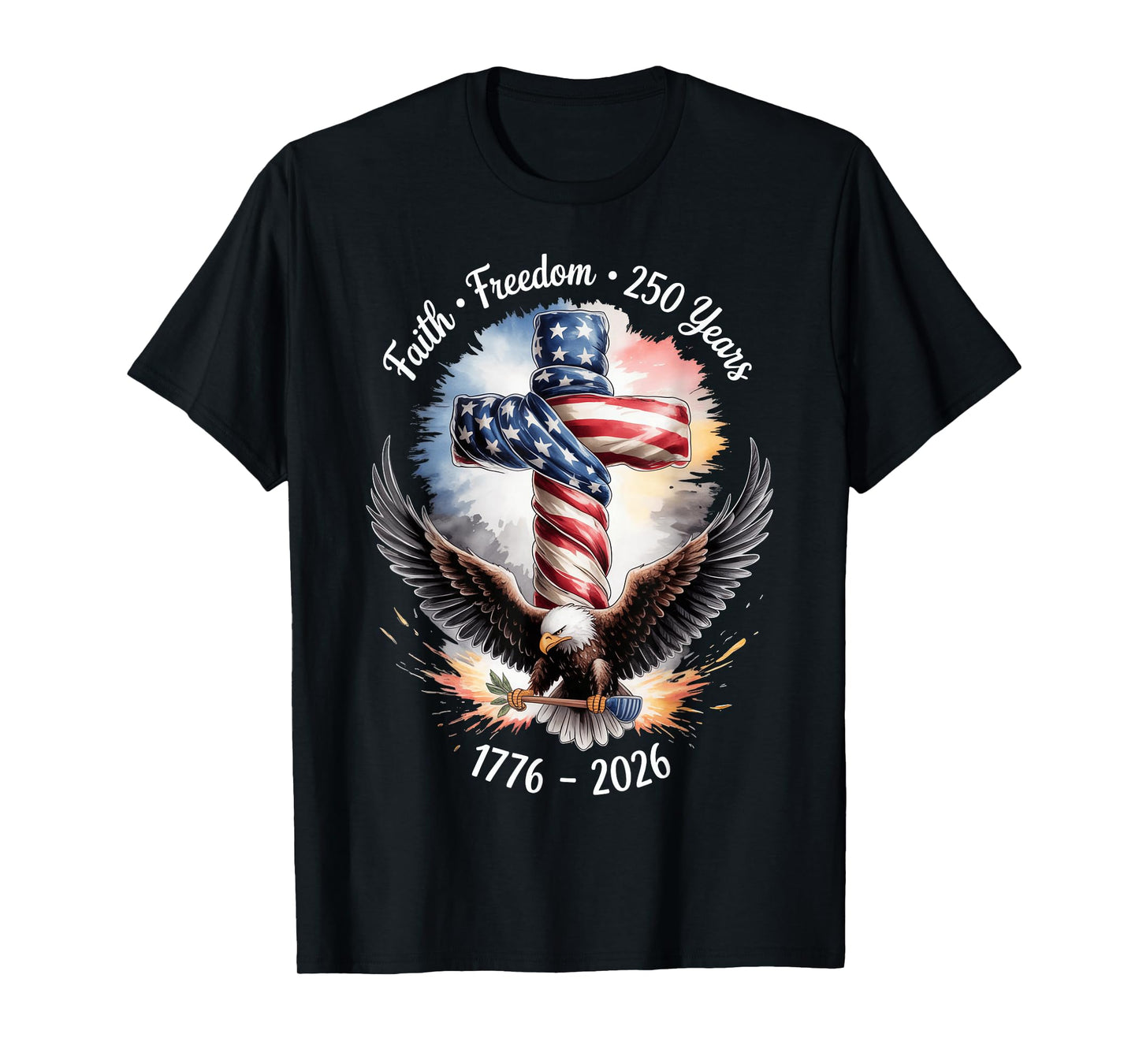 Vintage Faith Freedom 250 Years 1776-2026 Independence USA T-Shirt