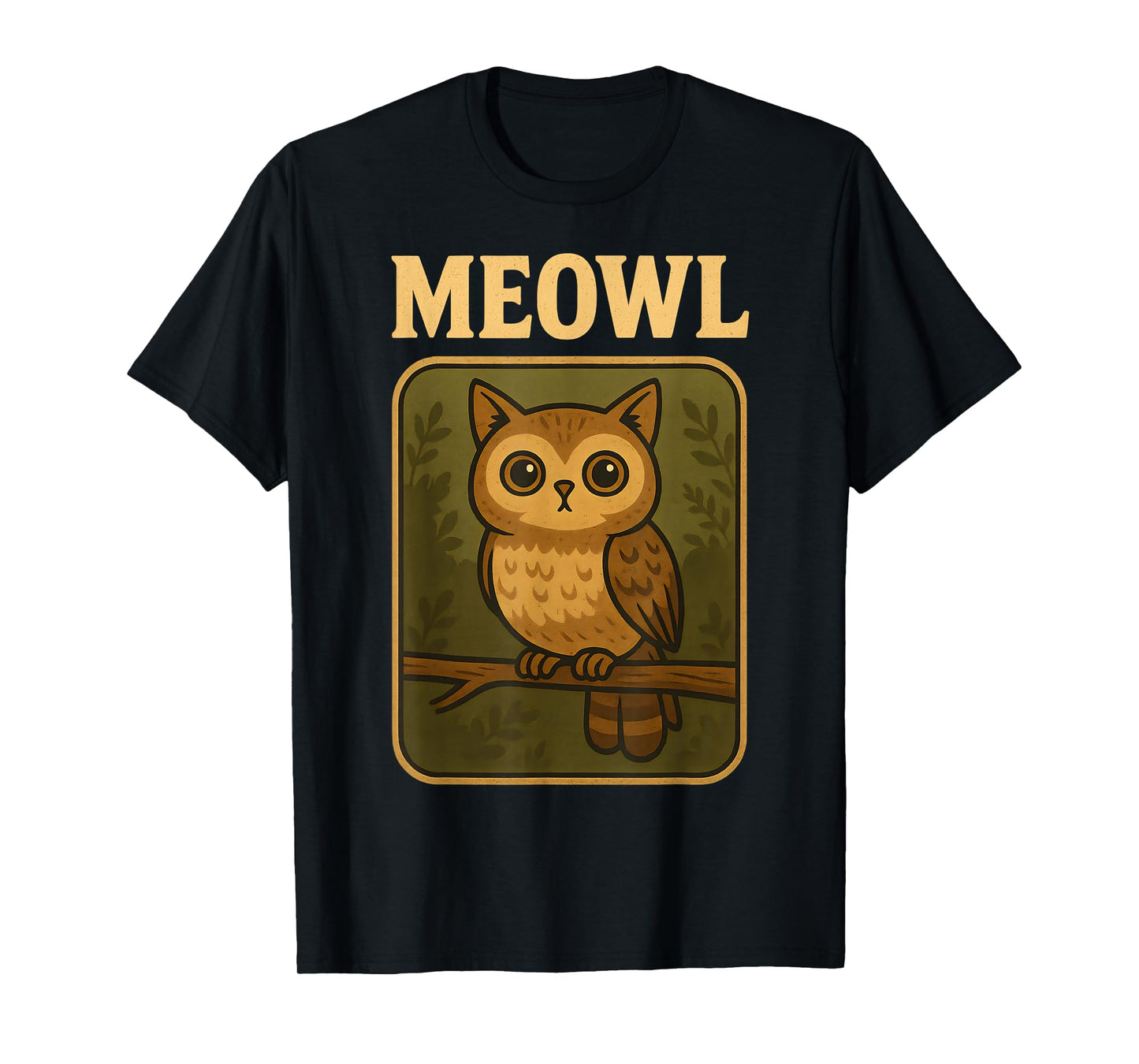 Meowl - Funny Meow Cat Owl Brainrot Meme Teen Kids Gaming T-Shirt
