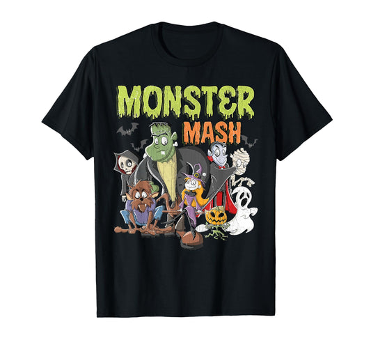 Monster Mash Vintage Halloween Funny Spooky Womens Men Kids T-Shirt
