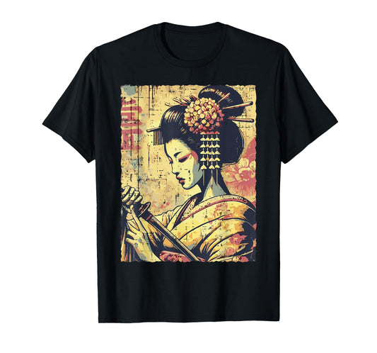 Japanese Hipster Geisha Katana Vintage Women Girls Kids Men T-Shirt