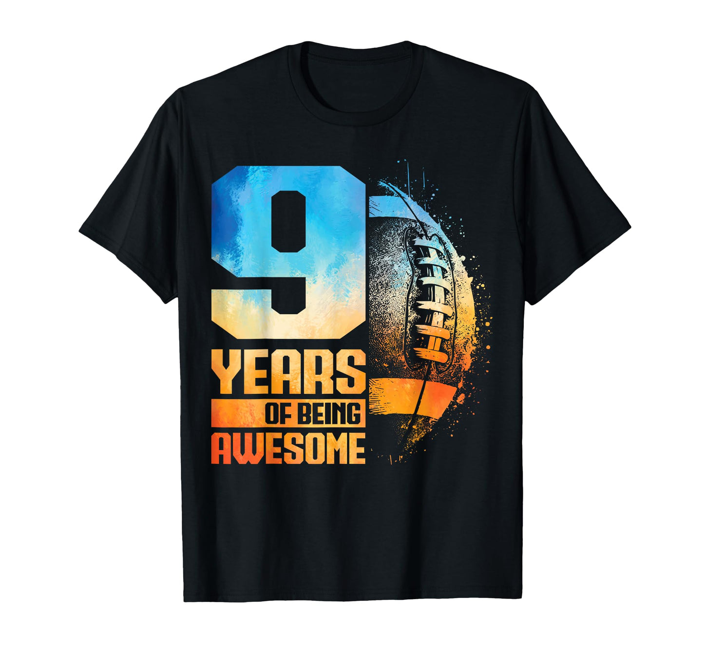 9th Birthday Retro American Football 9 Years Old Boy Girl T-Shirt