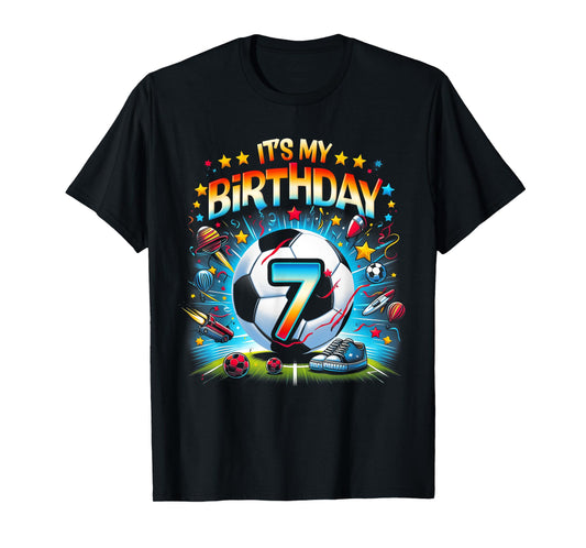 Kids It's My 7th Birthday Boys Soccer Football 7 Years Old T-Shirt