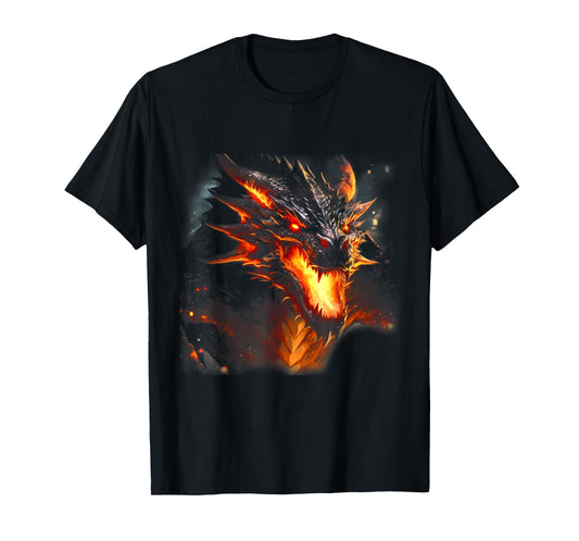 Fire Dragon Head Mythical Dragon Love Breathing Fire Fantasy T-Shirt