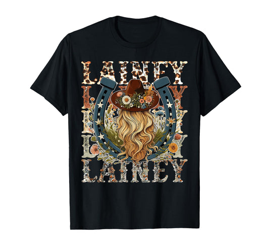 Lainey First Name Personalized Birthday Cowgirl Black Retro Unisex-Kids/Adults T-Shirt