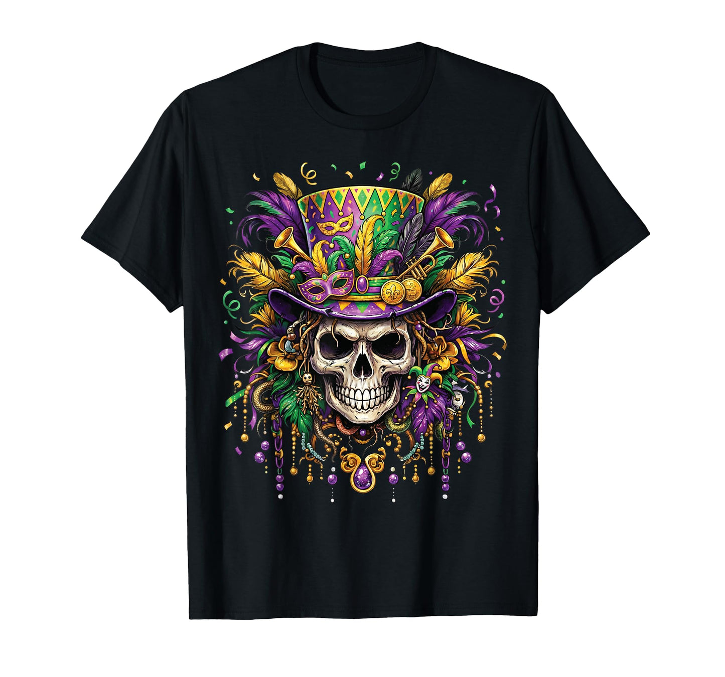 Skull Mardi Gras Men Women Kids Carnival New Orleans Parade T-Shirt