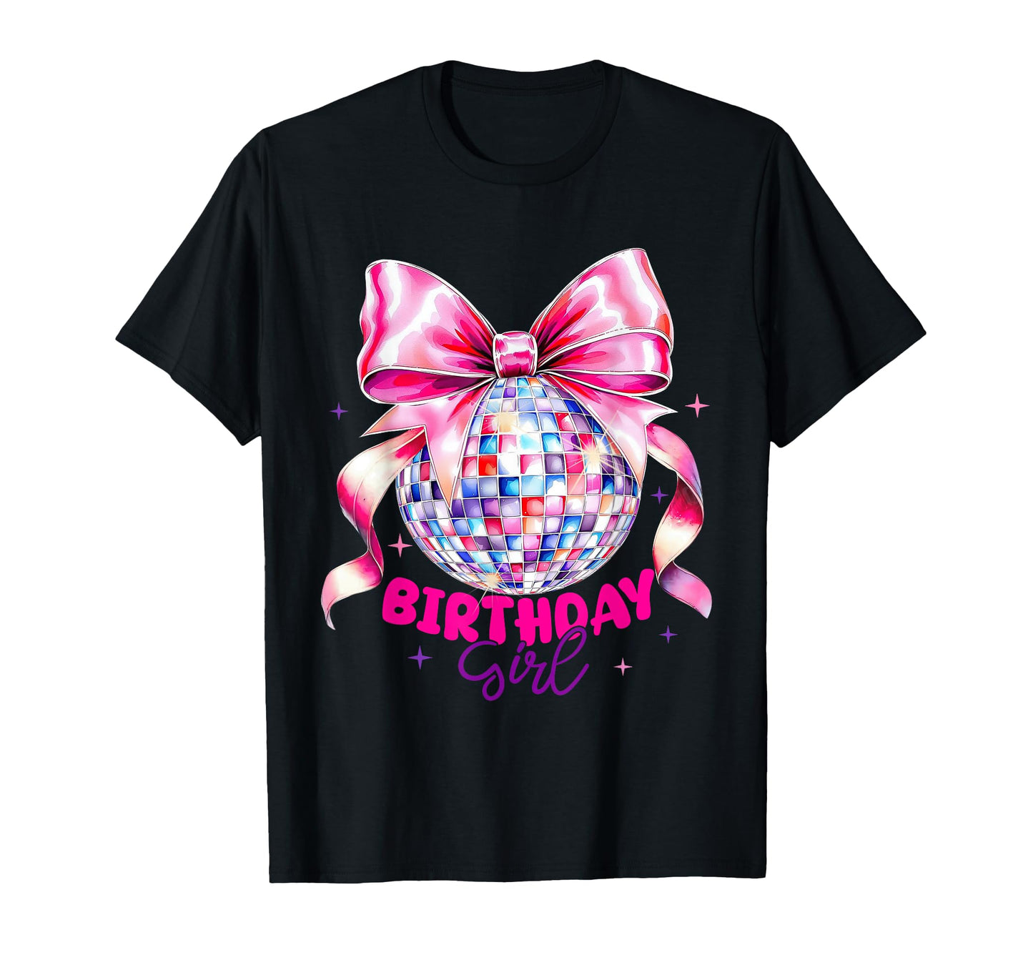 Coquette Bow 1st 2nd 3rd 4th 5th Birthday Girls Disco Ball T-Shirt