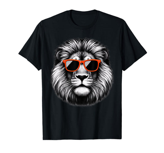 Cool Lion Wearing Sunglasses Graphic Art T-Shirt