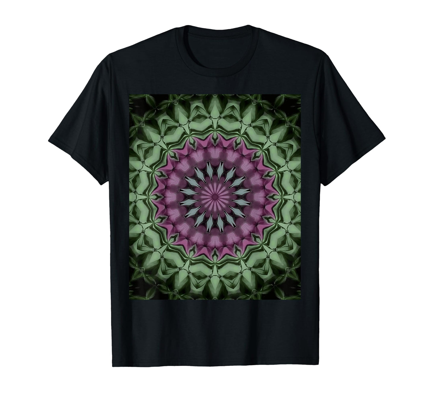 Fantasy Floral Mandala Rose Pink, Pale Green T-Shirt
