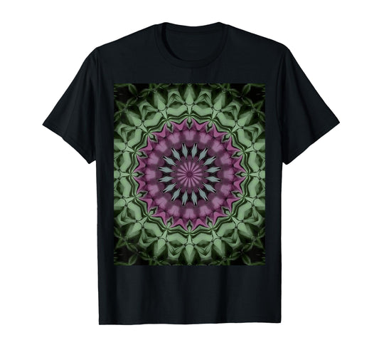 Fantasy Floral Mandala Rose Pink, Pale Green T-Shirt