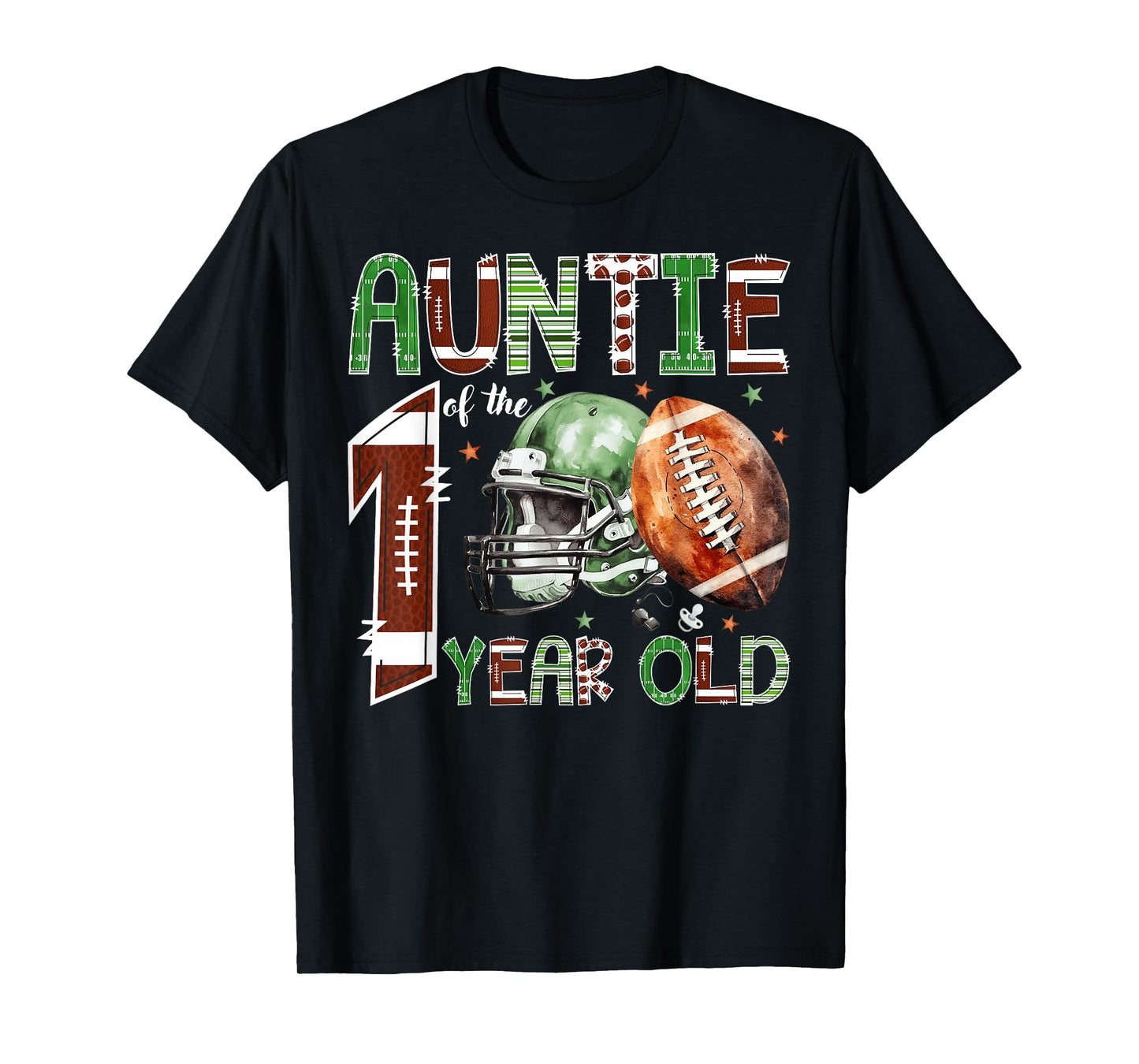 Auntie of The 1 Year Old Football Lover 1st Birthday Boy T-Shirt