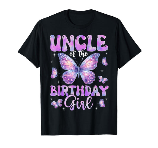 Uncle Of The Birthday Girl Butterfly Family Matching T-Shirt