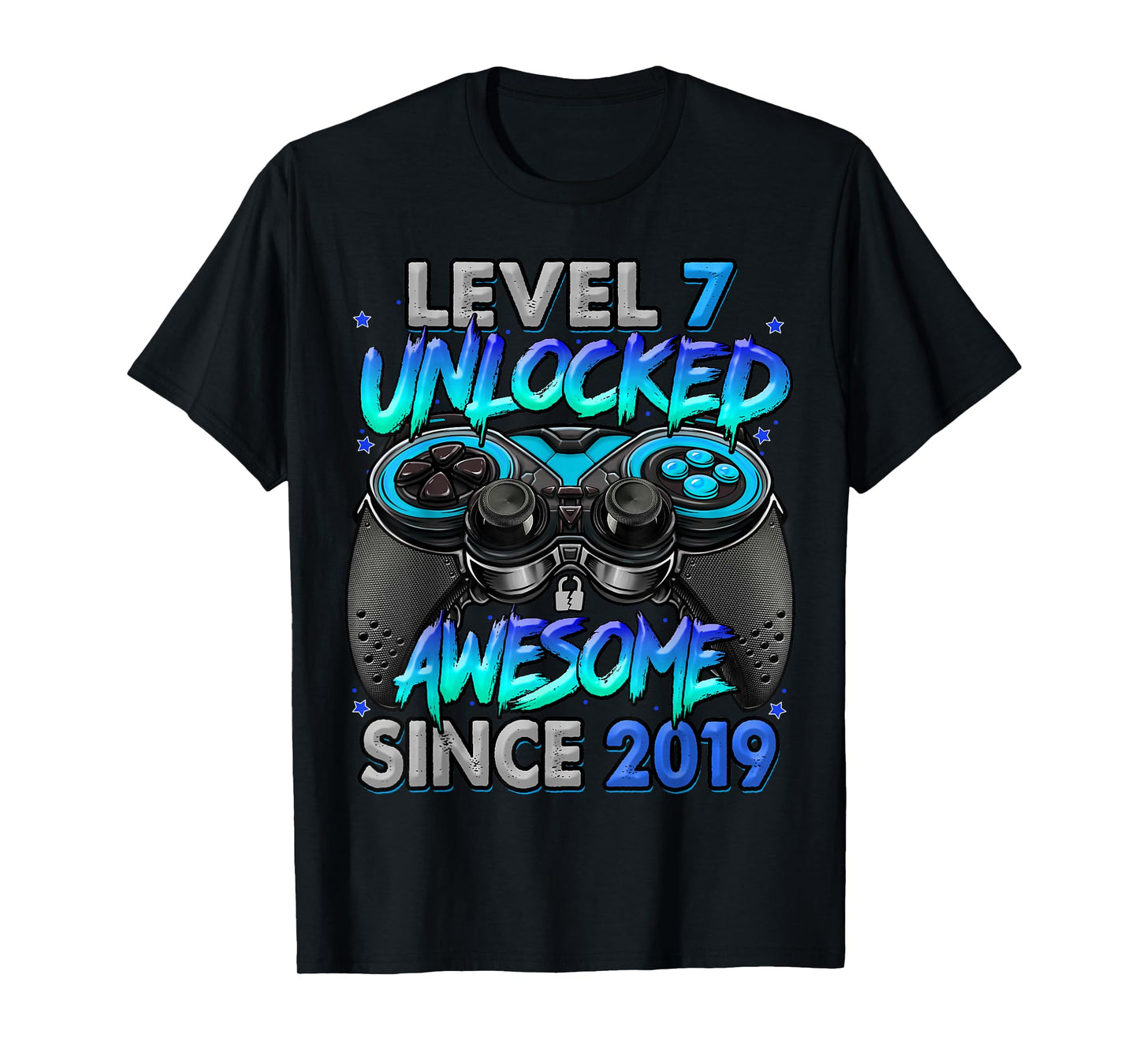Level 7 Unlocked Awesome Since 2019 7th Birthday Gaming T-Shirt