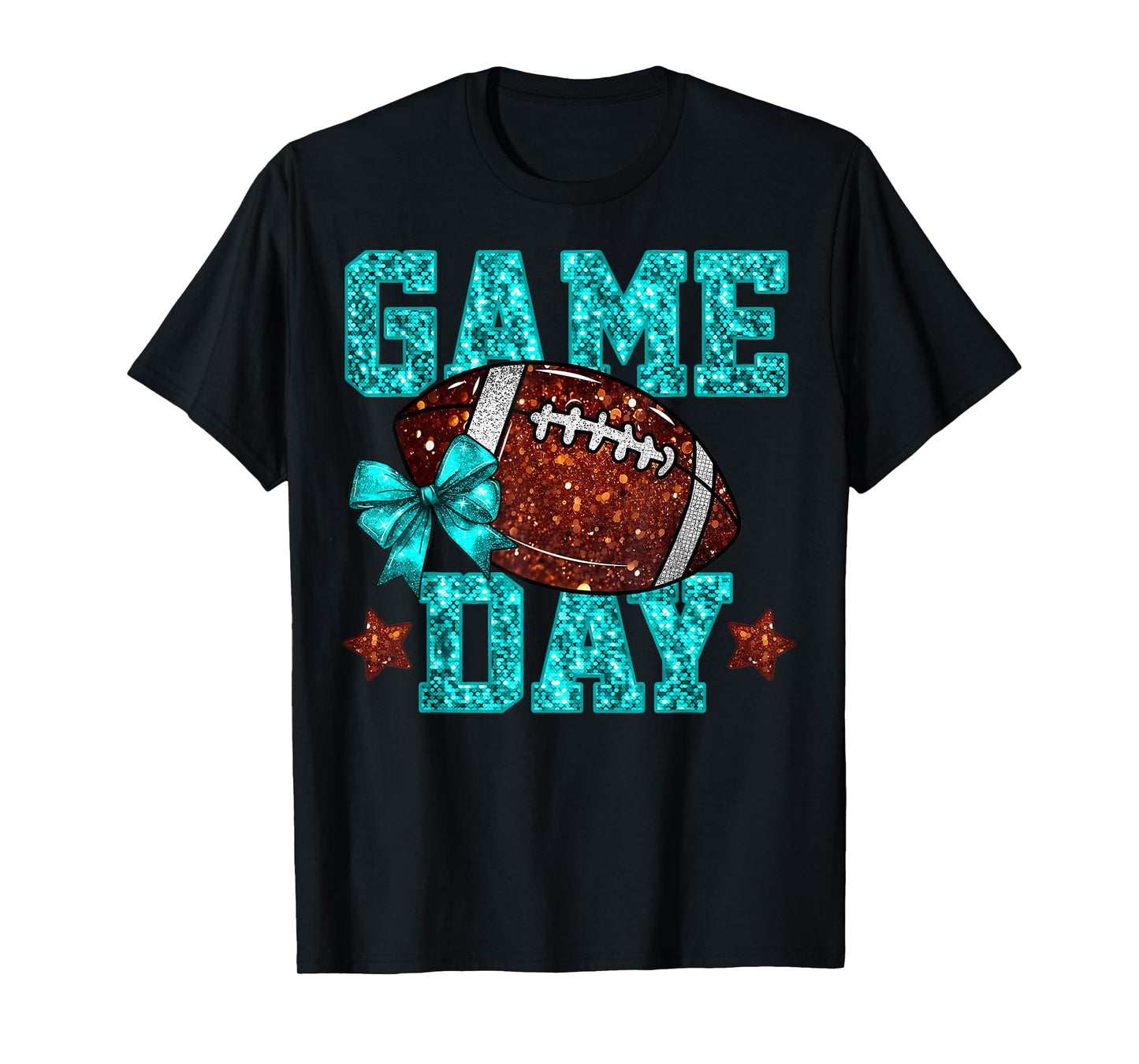 Game Day Football Teal Coquette Bow Team Spirit Touchdown T-Shirt