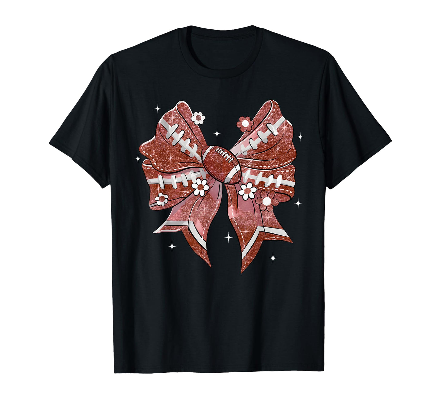 Coquette Bow Football Game Day for Football Mom Sister Teens T-Shirt