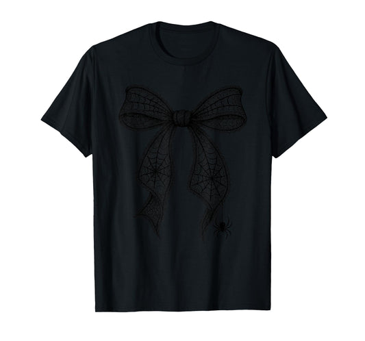 Spiderweb Bow Spooky Black Lace Bow Spider Bow Halloween T-Shirt