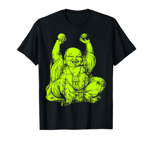 Neon Green Laughing Buddha Yoga T-Shirt