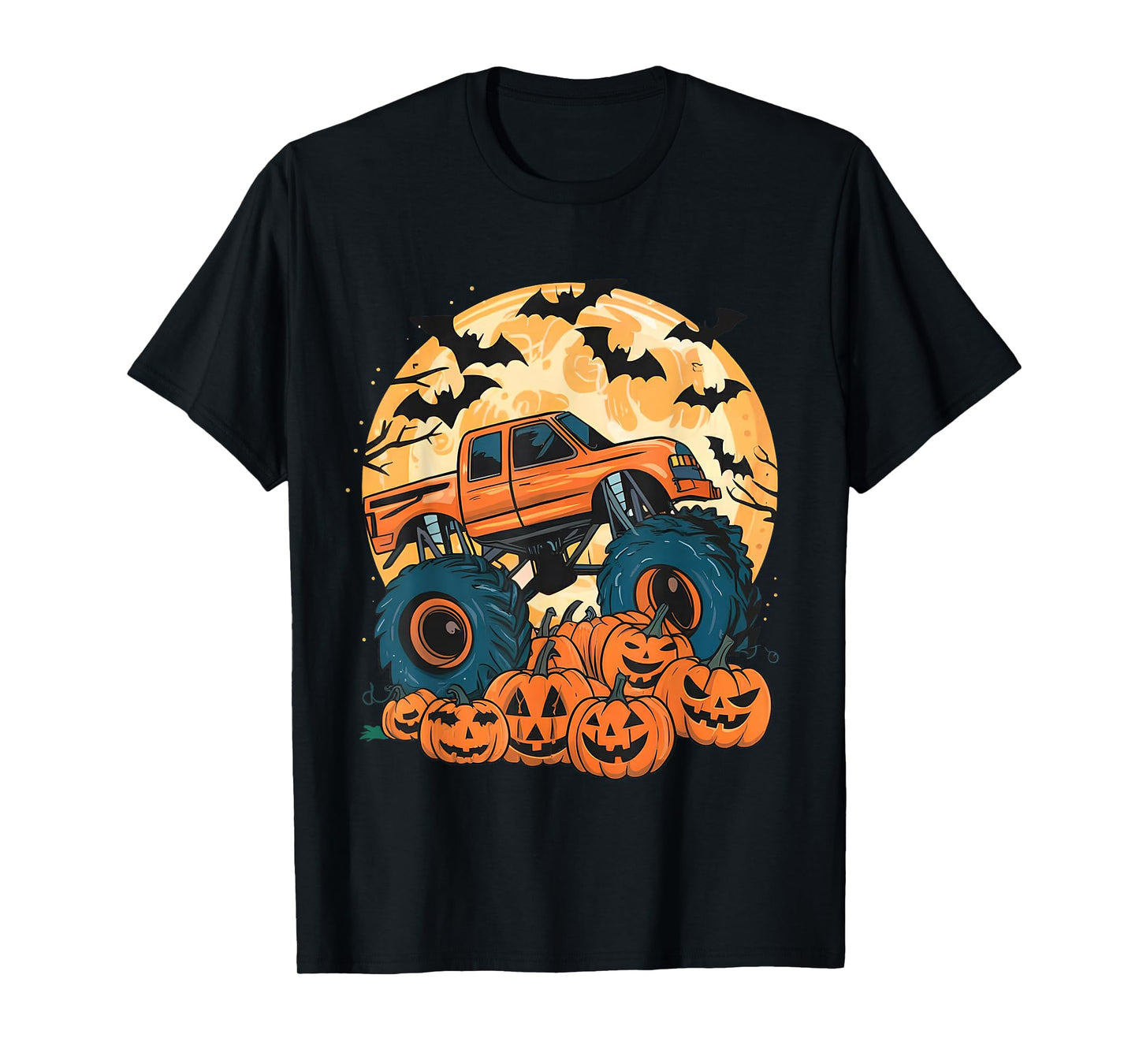 Ghost Truck Moon Pumpkin Toddler Boys Halloween Teens Kids T-Shirt
