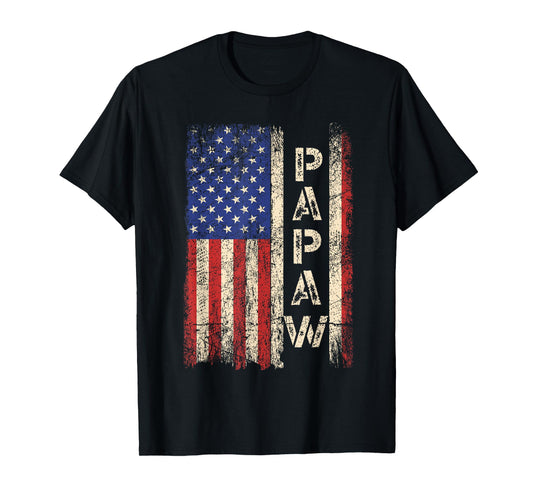 Papaw Grandpa US American Flag Shirt Grandfather Day T-Shirt